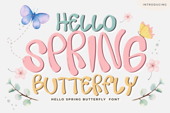 Hello Spring Butterfly Font for Digital Design